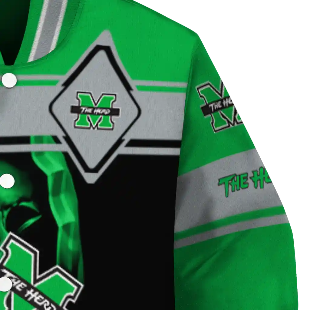 personalized marshall thundering herd reaper hands green black varsity jacket premium grade personalized marshall thundering herd reaper hands green black varsity jacket premium grade
