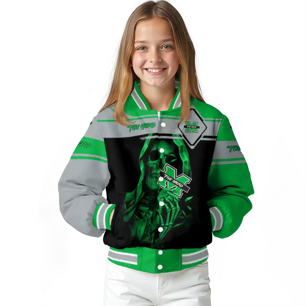 personalized marshall thundering herd reaper hands green black varsity jacket top rated personalized marshall thundering herd reaper hands green black varsity jacket top rated