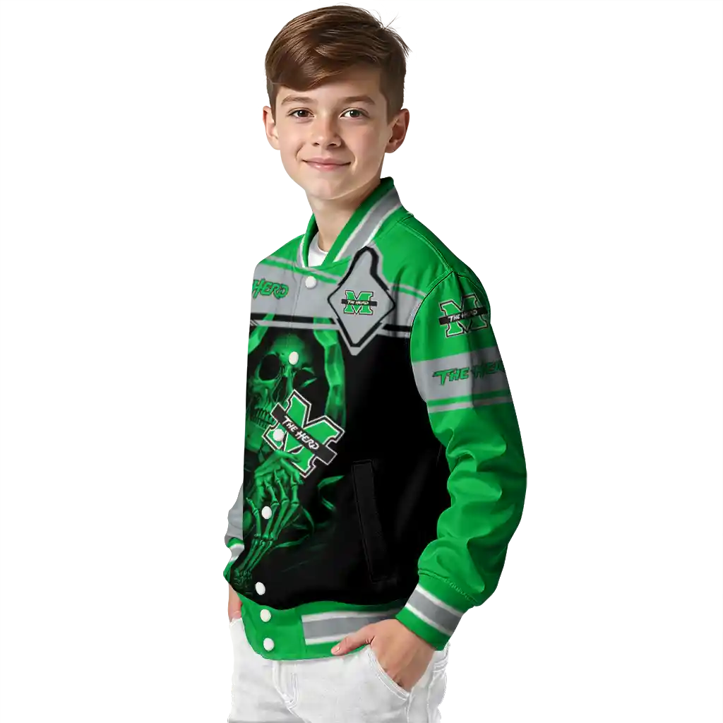 personalized marshall thundering herd reaper hands green black varsity jacket trendy personalized marshall thundering herd reaper hands green black varsity jacket trendy