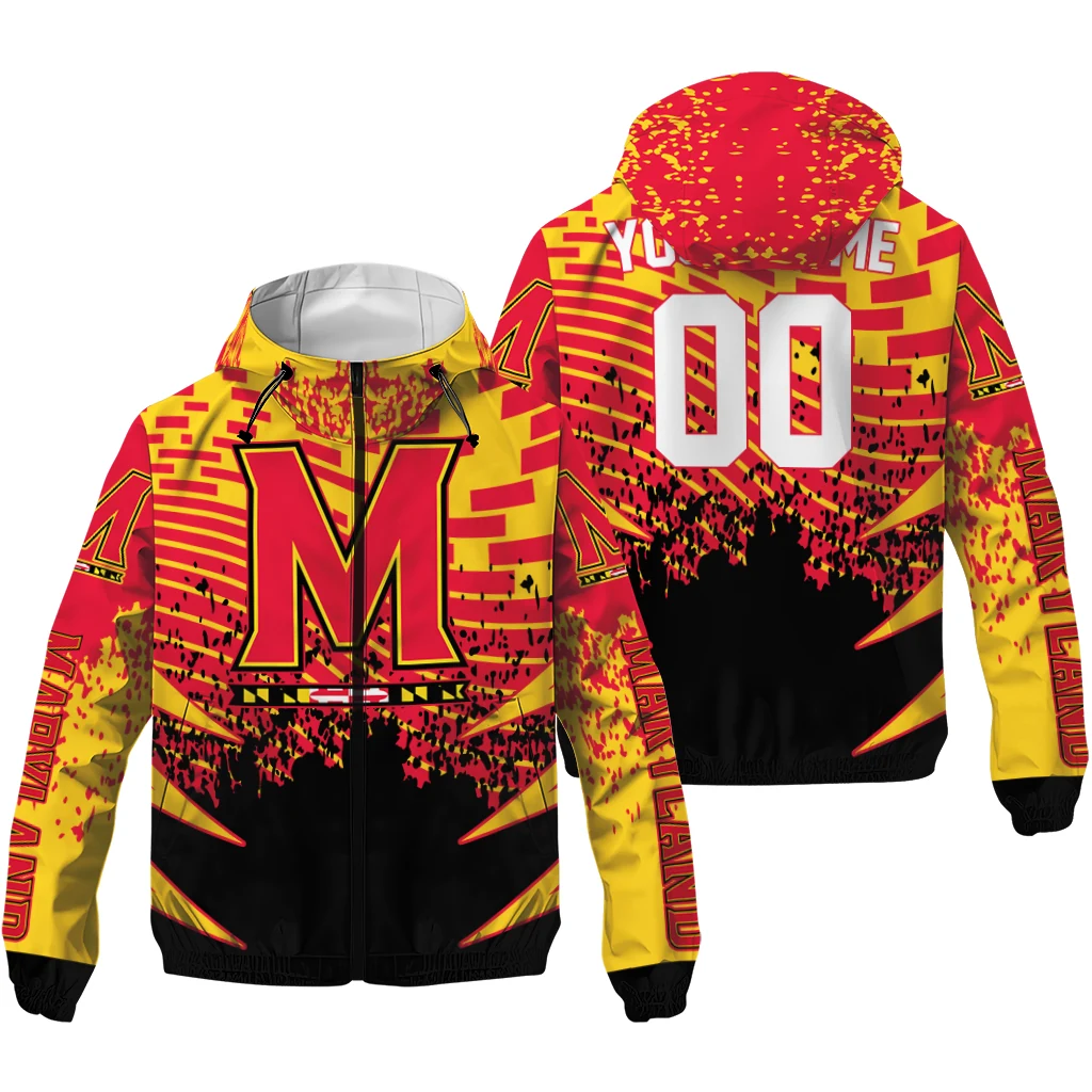personalized maryland terrapins brick motion red black windbreaker jacket high quality personalized maryland terrapins brick motion red black windbreaker jacket high quality