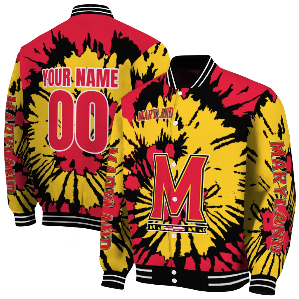 personalized maryland terrapins burst splatter red varsity jacket fashion forward personalized maryland terrapins burst splatter red varsity jacket fashion forward