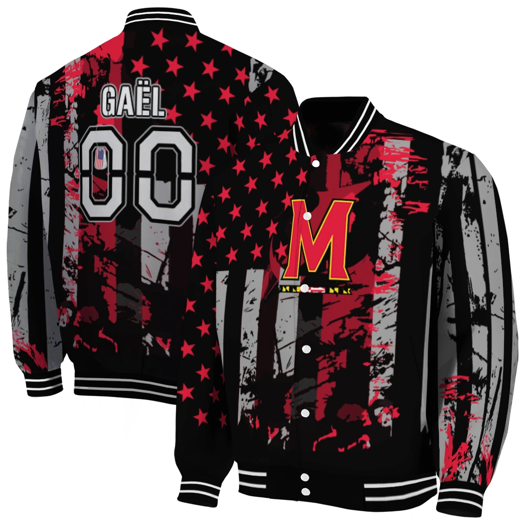 personalized maryland terrapins star stripes red black varsity jacket fashion forward personalized maryland terrapins star stripes red black varsity jacket fashion forward