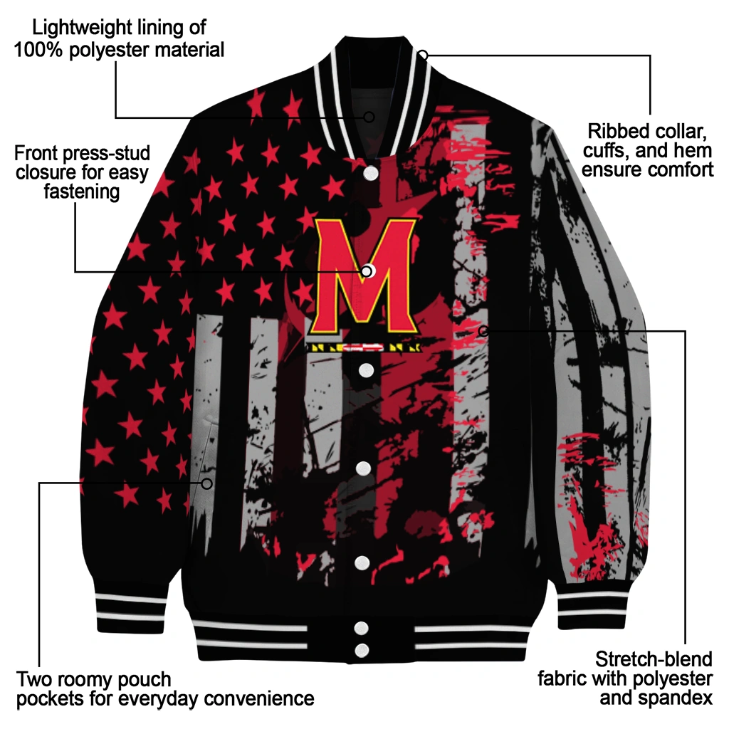 personalized maryland terrapins star stripes red black varsity jacket new arrival personalized maryland terrapins star stripes red black varsity jacket new arrival