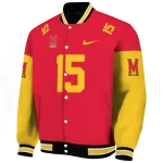 personalized maryland terrapins team patch red varsity jacket best selling
