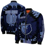 personalized memphis grizzlies burst splatter blue bomber jacket best selling