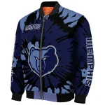 personalized memphis grizzlies burst splatter blue bomber jacket best selling