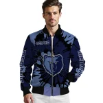 personalized memphis grizzlies burst splatter blue bomber jacket best selling