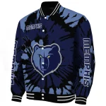 personalized memphis grizzlies burst splatter blue varsity jacket best selling