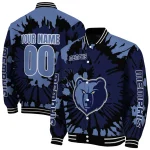 personalized memphis grizzlies burst splatter blue varsity jacket best selling