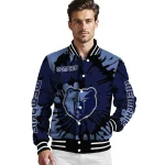 personalized memphis grizzlies burst splatter blue varsity jacket best selling