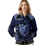 personalized memphis grizzlies burst splatter blue varsity jacket best selling