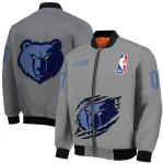 personalized memphis grizzlies claw accent grey bomber jacket best selling