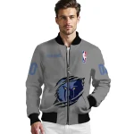 personalized memphis grizzlies claw accent grey bomber jacket best selling