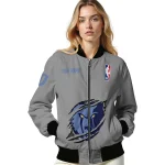 personalized memphis grizzlies claw accent grey bomber jacket best selling