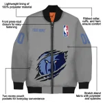 personalized memphis grizzlies claw accent grey bomber jacket best selling