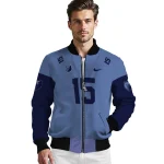 personalized memphis grizzlies team patch blue bomber jacket best selling