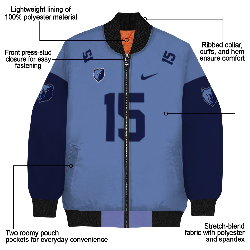 personalized memphis grizzlies team patch blue bomber jacket new arrival personalized memphis grizzlies team patch blue bomber jacket new arrival