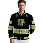 personalized memphis tigers heartbeat accent black green varsity jacket best selling