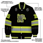 personalized memphis tigers heartbeat accent black green varsity jacket best selling