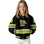personalized memphis tigers heartbeat accent black green varsity jacket best selling