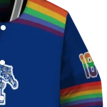 personalized memphis tigers rainbow jersey number blue varsity jacket best selling