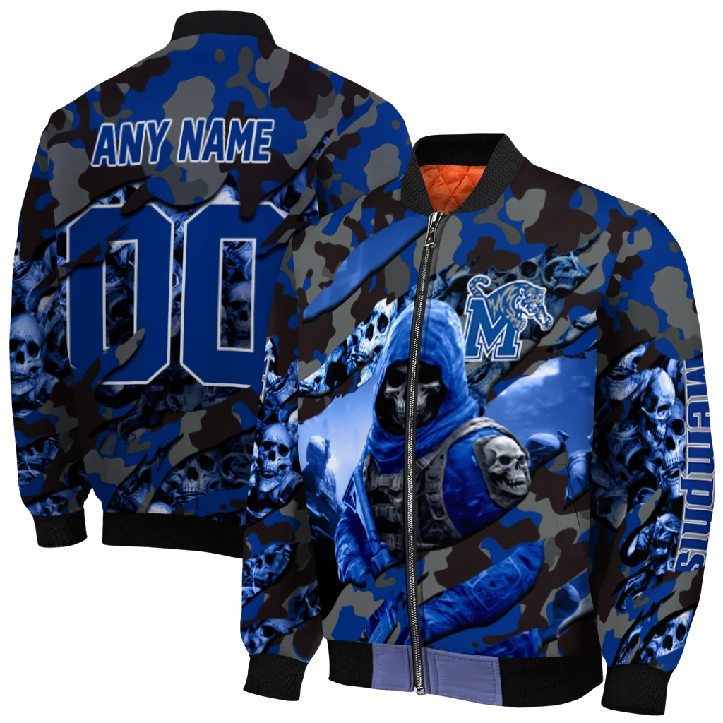 personalized memphis tigers skull horde blue bomber jacket best selling personalized memphis tigers skull horde blue bomber jacket best selling