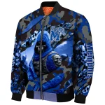 personalized memphis tigers skull horde blue bomber jacket best selling