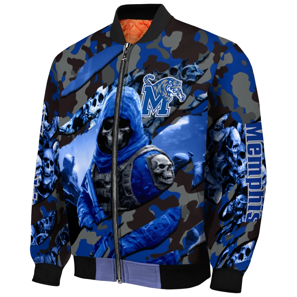 personalized memphis tigers skull horde blue bomber jacket fashion forward personalized memphis tigers skull horde blue bomber jacket fashion forward