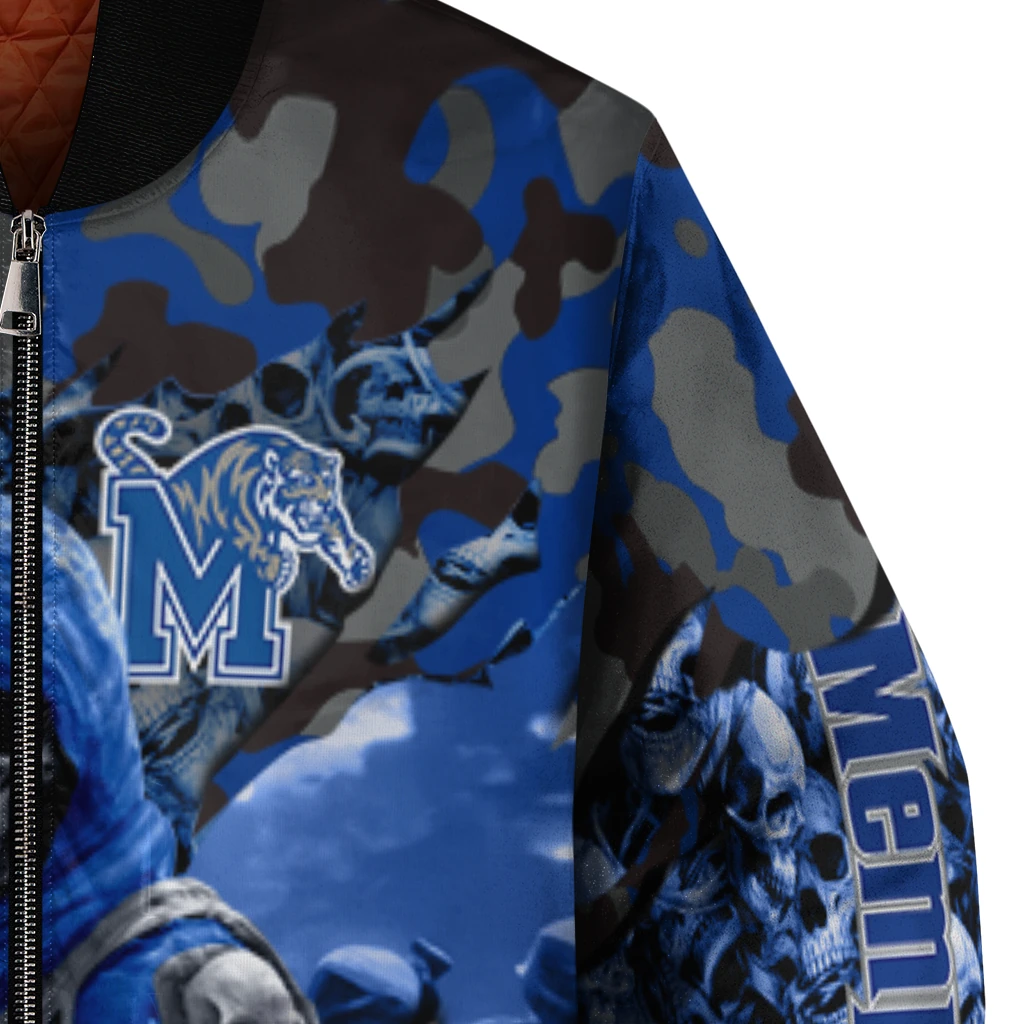 personalized memphis tigers skull horde blue bomber jacket premium grade personalized memphis tigers skull horde blue bomber jacket premium grade