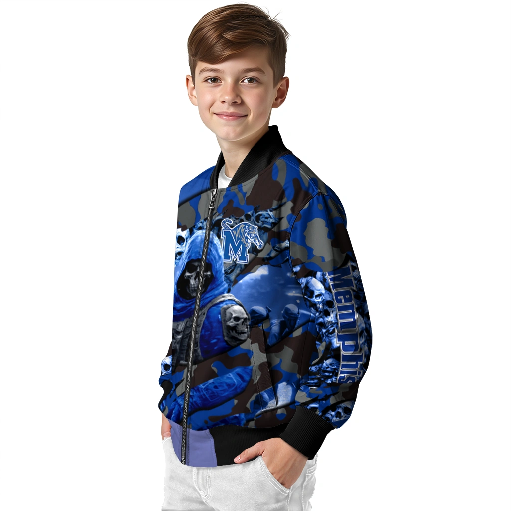personalized memphis tigers skull horde blue bomber jacket trendy personalized memphis tigers skull horde blue bomber jacket trendy