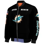 personalized miami dolphins american flag skull black bomber jacket best selling