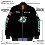 personalized miami dolphins american flag skull black bomber jacket best selling