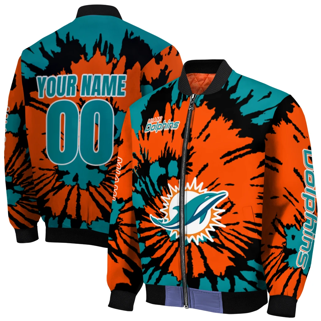 personalized miami dolphins burst splatter aqua bomber jacket best selling personalized miami dolphins burst splatter aqua bomber jacket best selling
