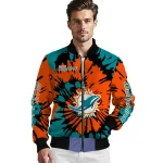 personalized miami dolphins burst splatter aqua bomber jacket best selling