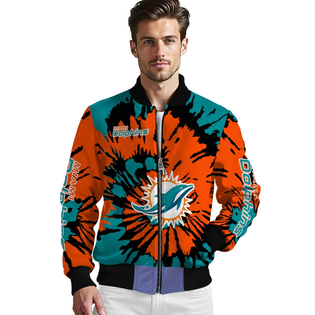 personalized miami dolphins burst splatter aqua bomber jacket high quality personalized miami dolphins burst splatter aqua bomber jacket high quality