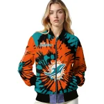 personalized miami dolphins burst splatter aqua bomber jacket best selling