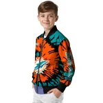 personalized miami dolphins burst splatter aqua bomber jacket best selling