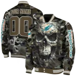 personalized miami dolphins camouflage skull camouflage varsity jacket best selling