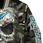 personalized miami dolphins camouflage skull camouflage varsity jacket best selling