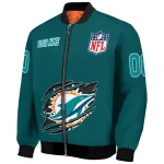 personalized miami dolphins claw scar aqua bomber jacket best selling