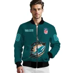 personalized miami dolphins claw scar aqua bomber jacket best selling
