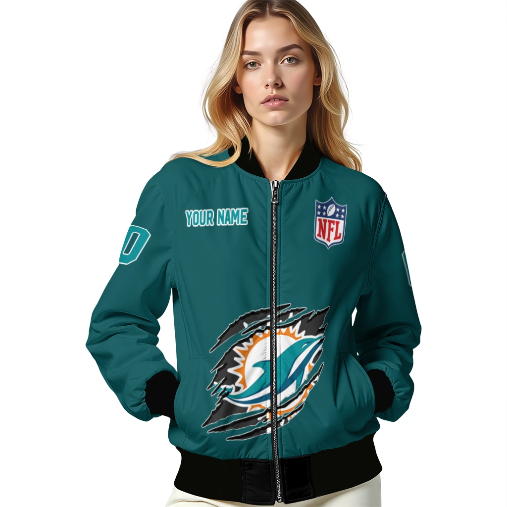 personalized miami dolphins claw scar aqua bomber jacket latest model personalized miami dolphins claw scar aqua bomber jacket latest model