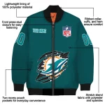 personalized miami dolphins claw scar aqua bomber jacket best selling