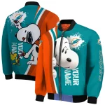 personalized miami dolphins snoopy head aqua bomber jacket best selling
