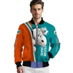 personalized miami dolphins snoopy head aqua bomber jacket best selling