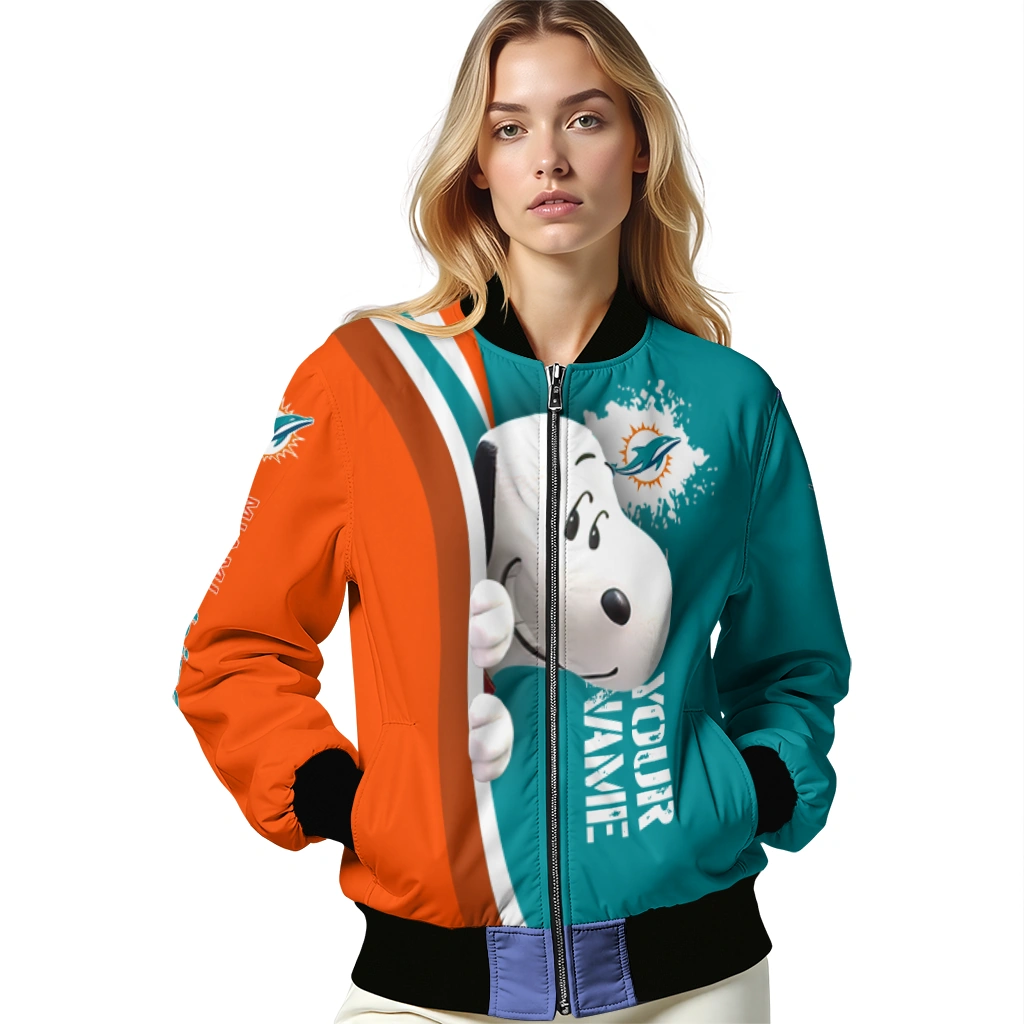 personalized miami dolphins snoopy head aqua bomber jacket latest model personalized miami dolphins snoopy head aqua bomber jacket latest model