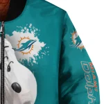 personalized miami dolphins snoopy head aqua bomber jacket best selling