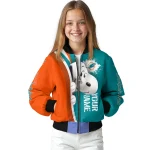 personalized miami dolphins snoopy head aqua bomber jacket best selling