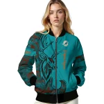 personalized miami dolphins tribal deer art aqua bomber jacket best selling
