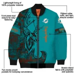 personalized miami dolphins tribal deer art aqua bomber jacket best selling